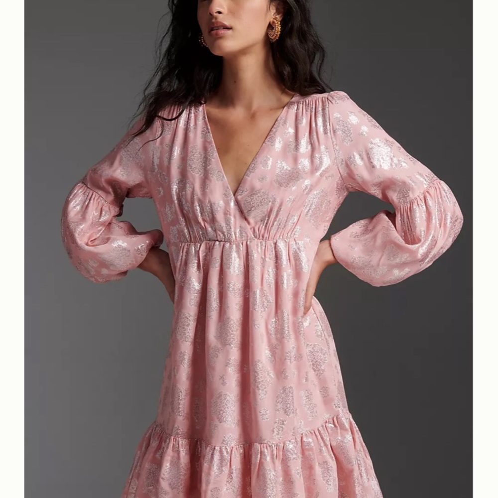 Anthropologie JOLENE JACQUARD PINK MINI DRESS